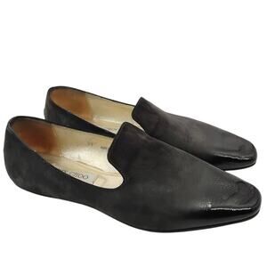 Jimmy Choo Wheel Ombre Smoking Loafers Nubuck Patent Lather Gray Italy 39 US 9
